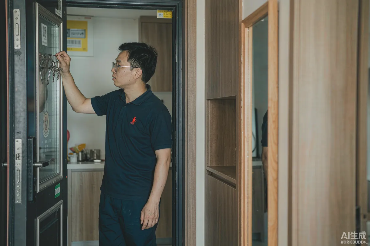 南宁开锁师傅上门开锁现场工作图